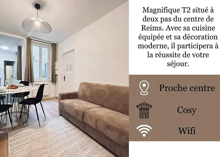 1 Clairmarais T2 Cosy A 2 Pas Du Centre-ville Реймс